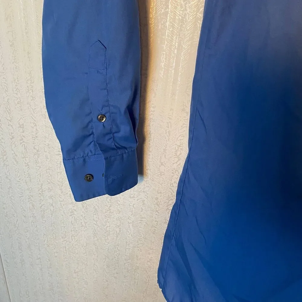 Puritan Dress Shirts Men's Size M Blue Button‎ Down Long Sleeve Collared